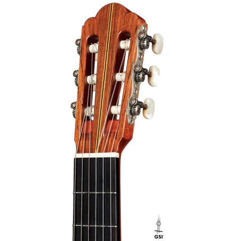 The headstock of a 1970 Hermann Hauser II CD/CSAR previously owned by classical guitarist Celedonio Romero