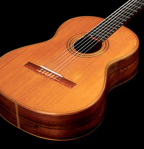The soundboard of a 1970 Hermann Hauser II CD/CSAR previously owned by classical guitarist Celedonio Romero