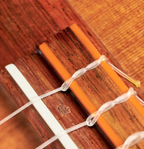 The bridge of a 1970 Hermann Hauser II CD/CSAR previously owned by classical guitarist Celedonio Romero
