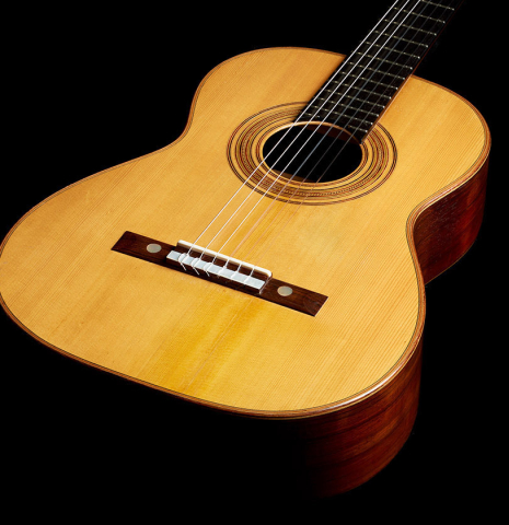 The soundboard and sides of a 1934 Hermann Hauser I classical guitar made of spruce and CSA rosewood