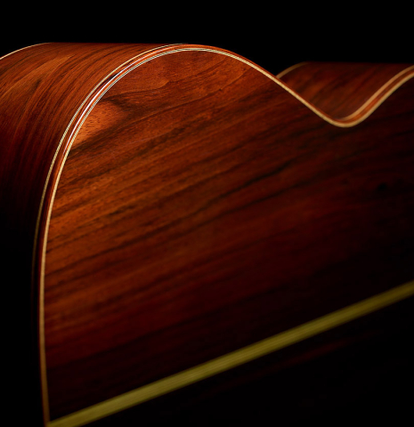 The back and sides of a 2004 Hermann Hauser III "1931 Segovia" classical guitar (ex Marcelo Kayath) made of spruce and CSA rosewood
