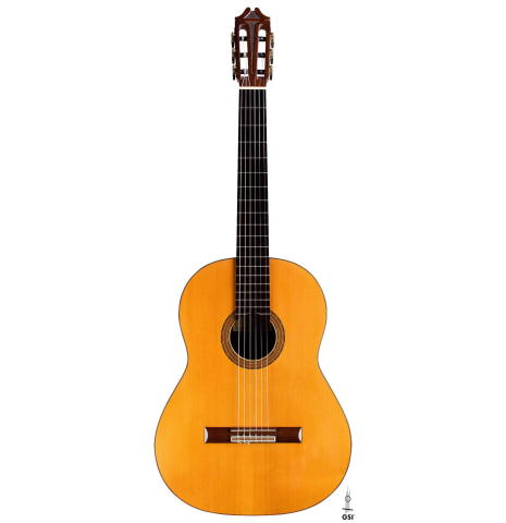 The front of a 1966 Hernandez y Aguado classical guitar made of spruce and CSA rosewood