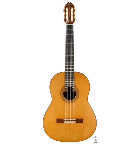 The front of a 1970 Hernández y Aguado classical guitar made of cedar and CSA rosewood