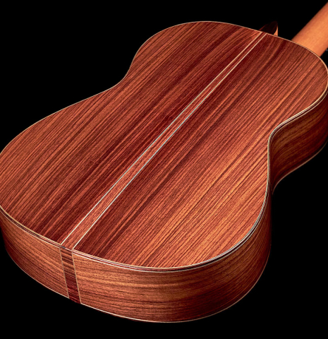 This is a of the back and sides of a 2022 Kenny Hill &quot;Signature SP/CD&quot; SP/IN classical guitar