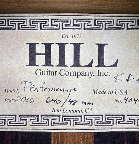 2016 Kenny Hill "Performance 640 SP/CD" SP/IN