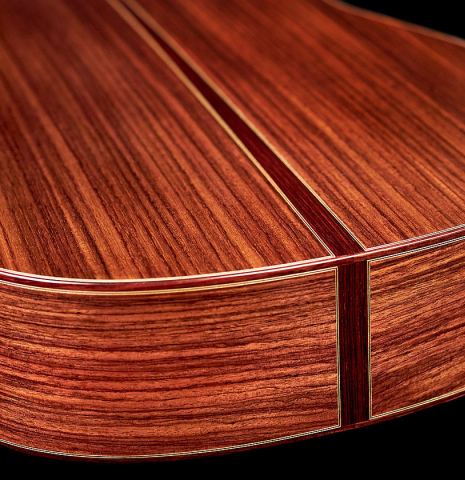 The back and sides of a 2022 Kenny Hill “Signature Legacy 640 CD/SP” CD/IN classical guitar