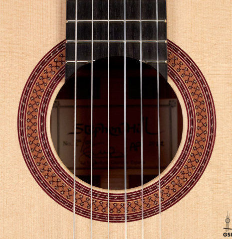 This is the rosette of a 2022 Stephen Hill 2a SP/PF classical guitar