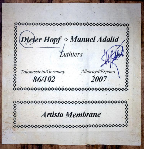 2007 Dieter Hopf/Manuel Adalid "Artista Membrane" CD/PF