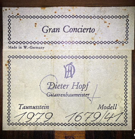 1979 Dieter Hopf “Gran Concierto” SP/CSAR