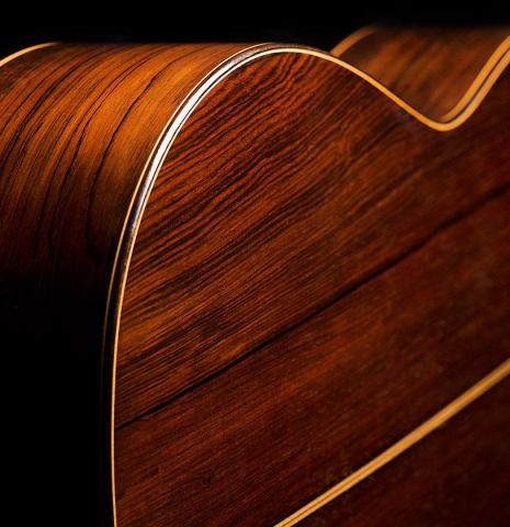 The back and sides of a 1994 Thomas Humphrey "Millennium" classical guitar made with spruce and CSA rosewood