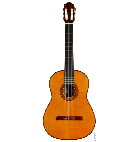 The front of a 1988 Thomas Humphrey "pre-Millenium" classical guitar made of spruce and CSA rosewood
