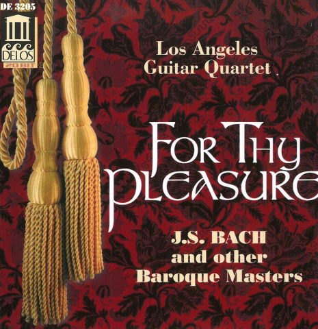 "For Thy Pleasure" album by the Los Angeles Guitar Quartet featuring a 1988 Thomas Humphrey "Millennium 7-string" classical guitar made of spruce and CSA rosewood (ex John Dearman)