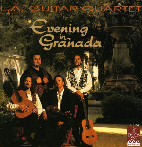 "Evening in Granada" album by the Los Angeles Guitar Quartet featuring a 1988 Thomas Humphrey "Millennium 7-string" classical guitar made of spruce and CSA rosewood (ex John Dearman)