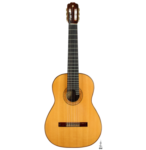 The front of a 1988 Thomas Humphrey "Millennium 7-string" classical guitar made of spruce and CSA rosewood (ex John Dearman)