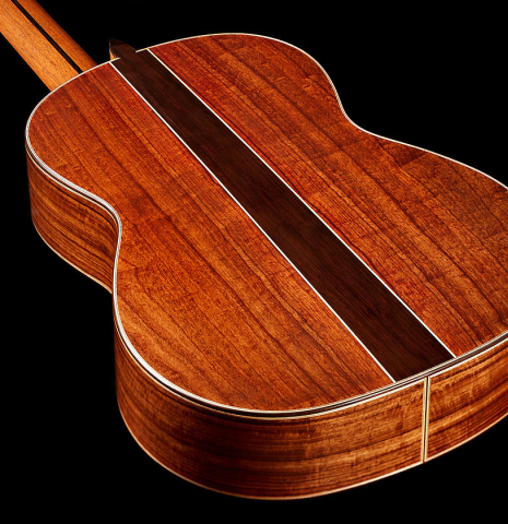 The back and sides of a 2025 Wolfgang Jellinghaus "Signature CD/CD" classical guitar made of cedar and Granadillo