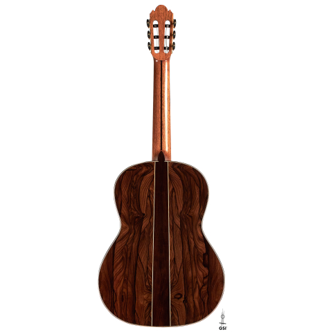 The back of a 2023 Wolfgang Jellinghaus "Signature CD/CD" CD/ZR classical guitar.