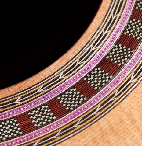 The rosette of a 2023 Wolfgang Jellinghaus "Signature CD/CD" CD/ZR classical guitar.