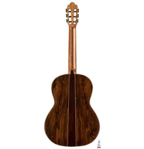 The back of a 2026 Wolfgang Jellinghaus "Signature CD/CD" classical guitar made of cedar and ziricote