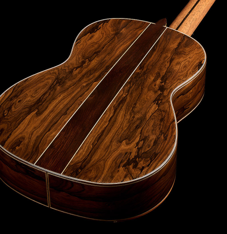 The back and sides of a 2026 Wolfgang Jellinghaus "Signature CD/CD" classical guitar made of cedar and ziricote