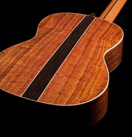 The back of a 2021 Wolfgang Jellinghaus "Signature SP/CD 640" SP/GR classical guitar.