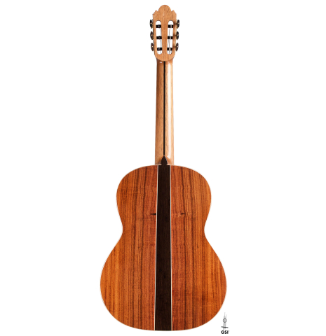 The back of a Wolfgang Jellinghaus "Signature CD/SP 640" classical guitar made of cedar and Granadillo