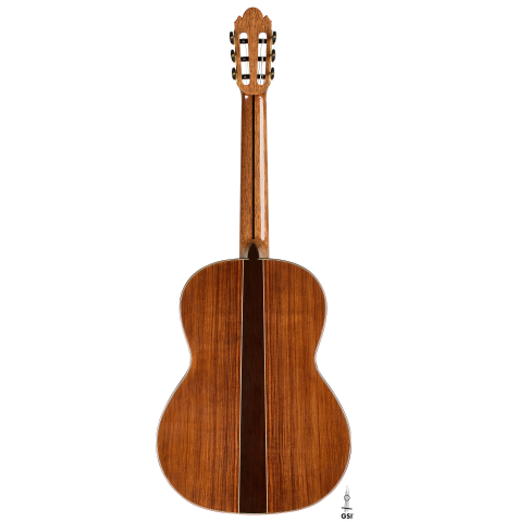 The back of a 2026 Wolfgang Jellinghaus "Signature CD/SP" classical guitar made of cedar/spruce and granadillo