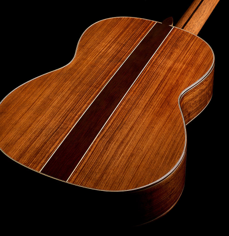 The back and sides of a 2026 Wolfgang Jellinghaus "Signature CD/SP" classical guitar made of cedar/spruce and granadillo