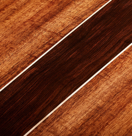 The central back wedge of a 2025 Wolfgang Jellinghaus "Signature SP/SP" classical guitar made of spruce and granadillo