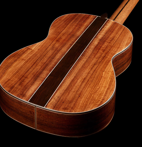The back and sides of a 2025 Wolfgang Jellinghaus "Signature SP/SP" classical guitar made of spruce and granadillo