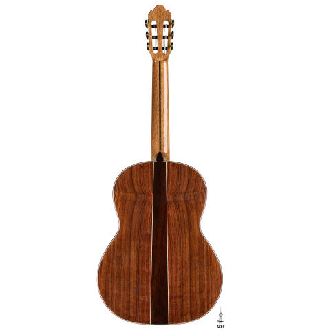 The back of a 2026 Wolfgang Jellinghaus "Signature SP/SP" classical guitar made of spruce/spruce top and granadillo back and sides