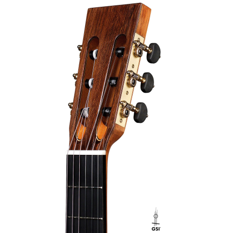 The headstock of a Wolfgang Jellinghaus "La Romantica 1a" made of spruce and maple