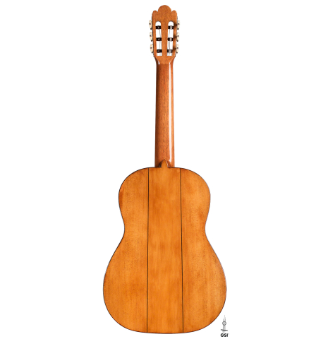 This is the back of a Wolfgang Jellinghaus "La Leona FE04 630" classical guitar made with spruce and cypress