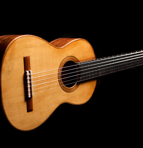 This is the front sideways of a 2022 Wolfgang Jellinghaus &quot;Torres 77&quot; classical guitar