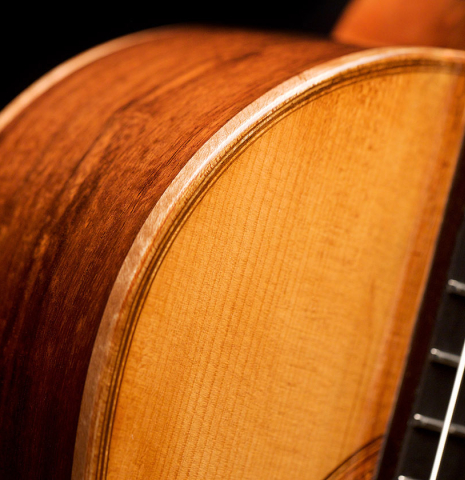 This is the front and side of a 2022 Wolfgang Jellinghaus &quot;Torres 77&quot; classical guitar
