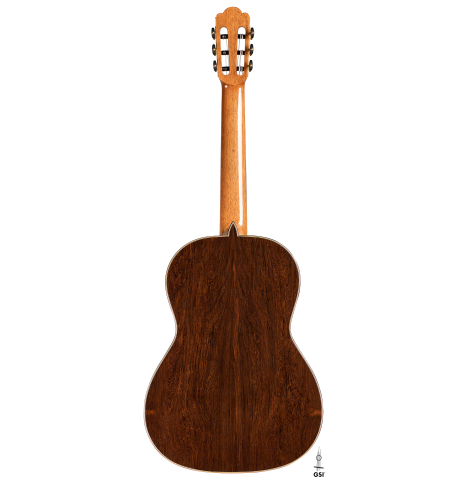 The back of a Wolfgang Jellinghaus "Bavaria A" classical guitar made of spruce and African rosewood