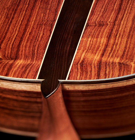 The heel, back and sides of a 2023 Wolfgang Jellinghaus &quot;Signature CD/CD 630&quot; double top guitar made of cedar and granadillo
