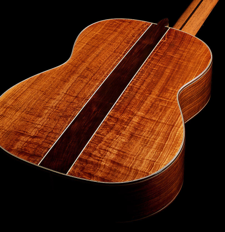 The back and sides of a 2025 Wolfgang Jellinghaus "Signature CD/CD 630" classical guitar made of cedar and granadillo