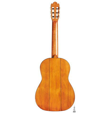 The back of a Wolfgang Jellinghaus “La Leona FE 04-T” made of spruce and cypress
