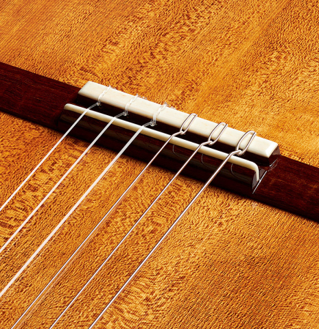 The bridge, tie-block and saddle of a Wolfgang Jellinghaus “La Leona FE 04-T” made of spruce and cypress