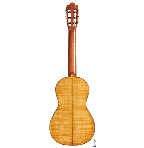 This is the back of a Wolfgang Jellinghaus "Torres 77" classical guitar made of spruce and maple