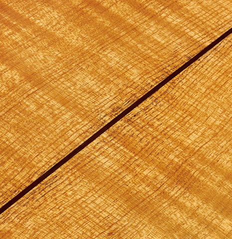 This is the back center seam of a Wolfgang Jellinghaus "Torres 77" classical guitar made of spruce and maple