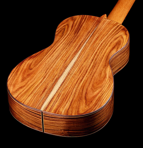 This is the back and sides of a Wolfgang Jellinghaus "Torres 77 - clear" classical guitar made of spruce and granadillo