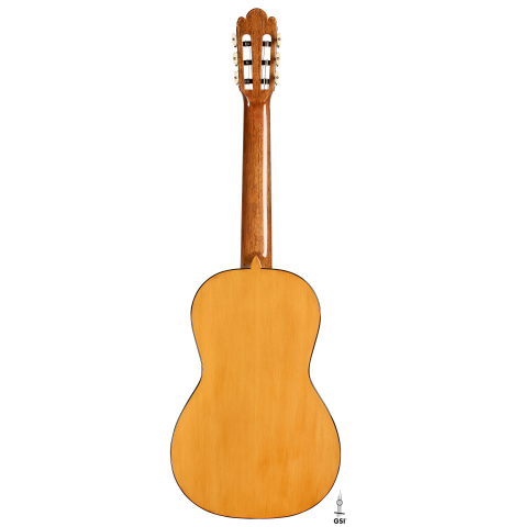 The back of a Wolfgang Jellinghaus "Torres SE 02" classical guitar made with spruce and cypress