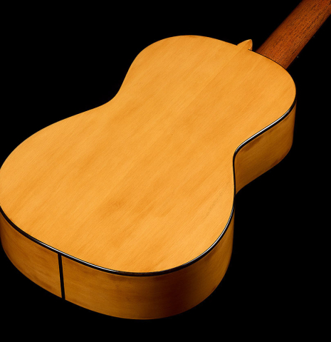 The back and sides of a Wolfgang Jellinghaus "Torres SE 02" classical guitar made with spruce and cypress