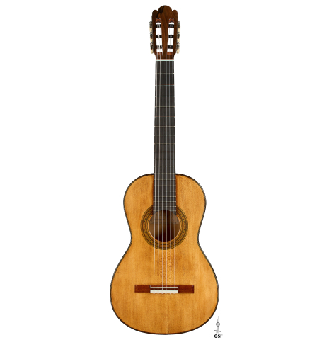 The front of a Wolfgang Jellinghaus "Torres SE 02" classical guitar made with spruce and cypress