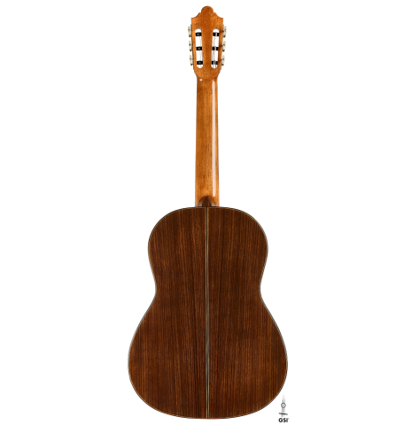 The back of a Wolfgang Jellinghaus "Friederich - aged" classical guitar made of cedar and Indian rosewood