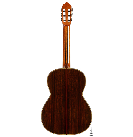 The back of a 2024 So Kimishima “Stella” classical guitar (ex Shin-Ichi Fukuda) made of cedar and Indian rosewood