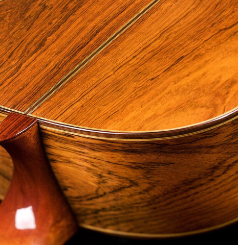 This is the back and heel of a 1987 Masaru Kohno &quot;Professional-J&quot; classical guitar with pickup 