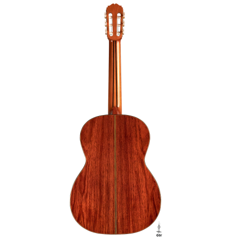The back of a 2004 Sakurai-Kohno "Professional-J" classical guitar made of cedar and CSA rosewood