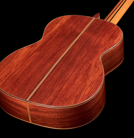 The back and sides of a 2009 Sakurai-Kohno "Professional-J" classical guitar made of cedar and CSA rosewood